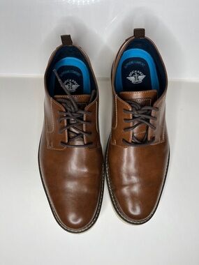 Dockers Brown Leather Derby Shoes with Blue Insoles